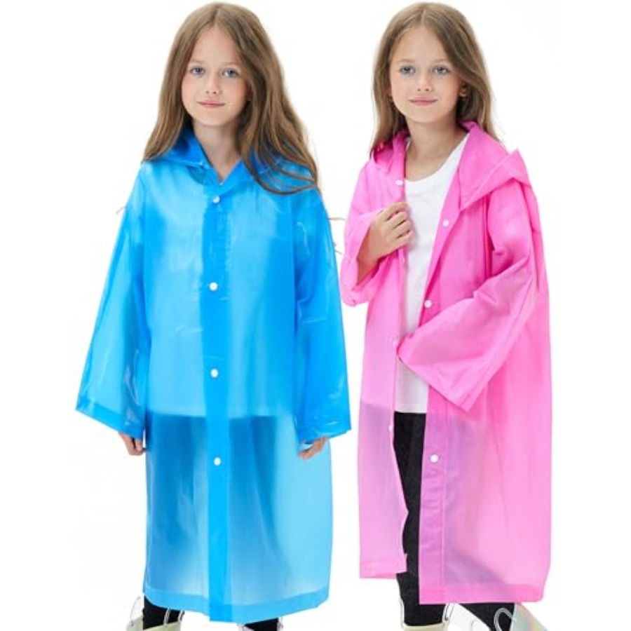 Emergency Poncho Rain - 2 Pack Reusable Waterproof Raincoat EVA