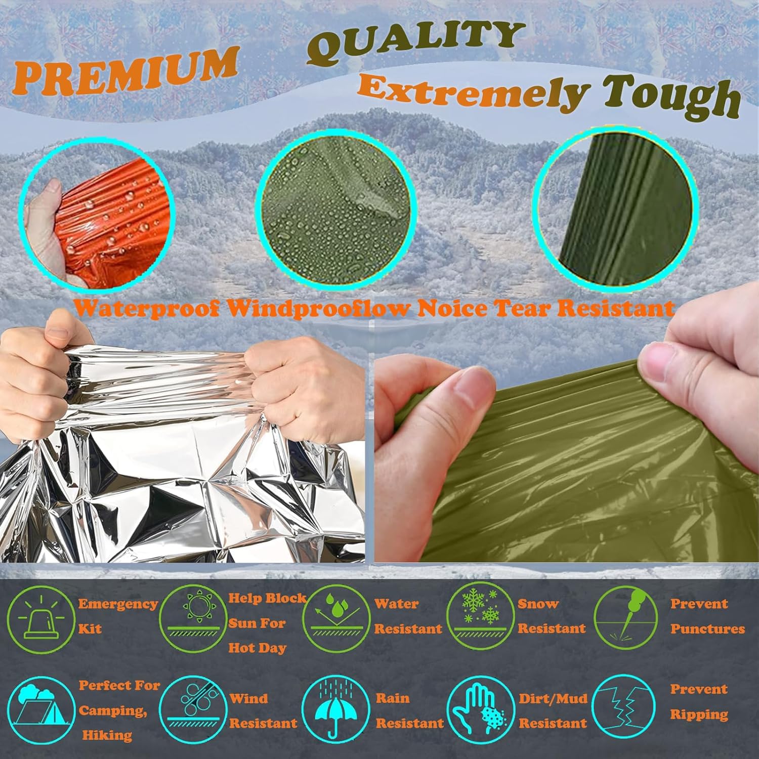 Camping Raincoat Waterproof Su - Survival Blanket Reflective 리뷰 및 가격