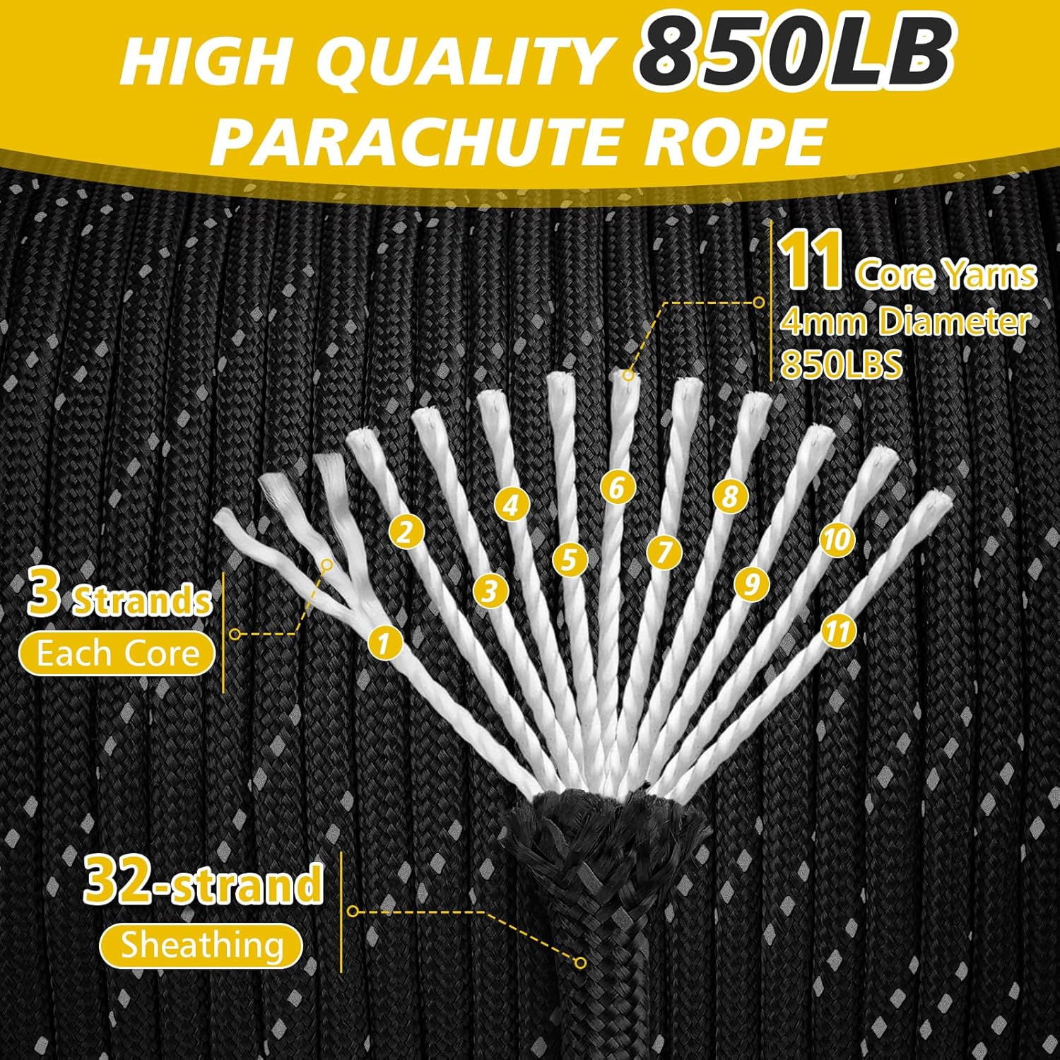 850lb Reflective Paracord Rope - Para Cord 1000Ft 리뷰 및 가격