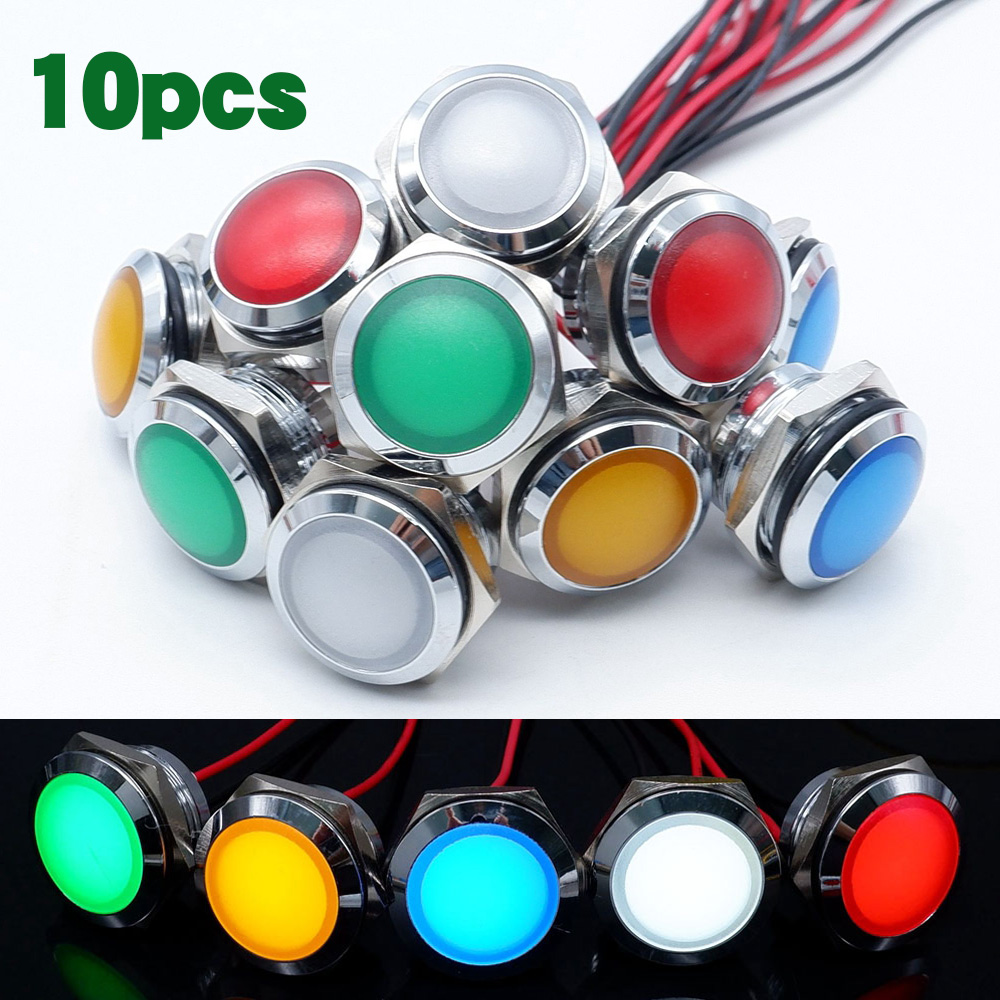 10pcs 12/16/19/22mm Metal LED  - Signal Panel Orange 리뷰 및 가격