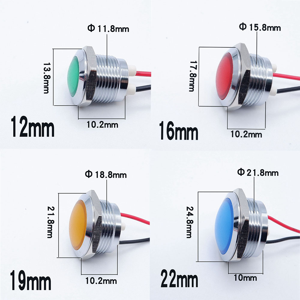 10pcs 12/16/19/22mm Metal LED  - Signal Panel Orange 리뷰 및 가격