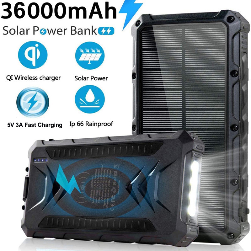 36000mAh Solar Power Bank Fast - Solar Emergency Charger 리뷰 및 가격