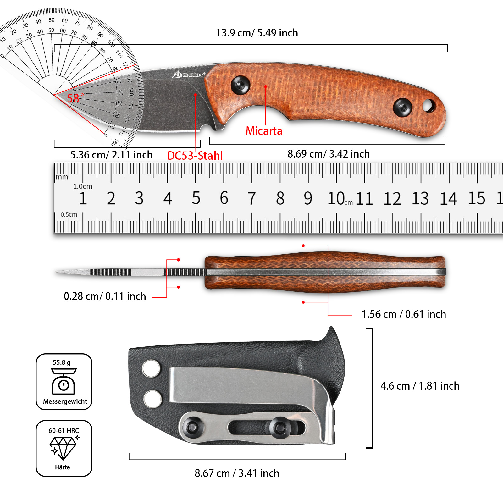 Premium SDOKEDC DC53 Steel EDC - Bushcraft Knife Fixed 리뷰 및 가격