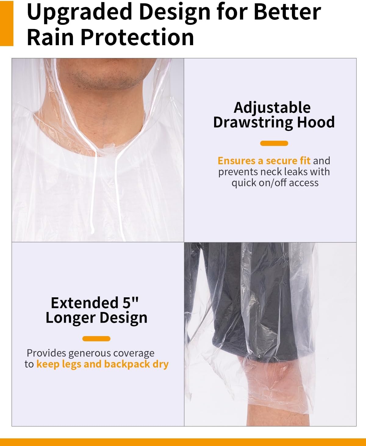 Extra Long Rain Ponchos for Ad - Emergency Poncho Rain 리뷰 및 가격