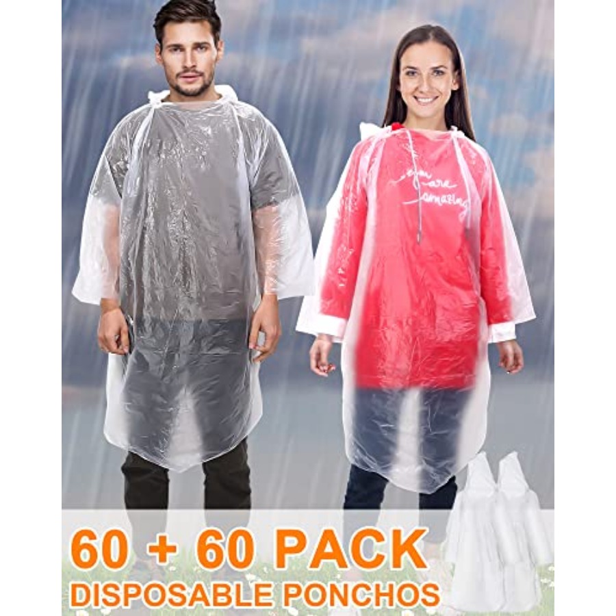 120 Pack Disposable Rain Ponch - Emergency Poncho Rain 리뷰 및 가격