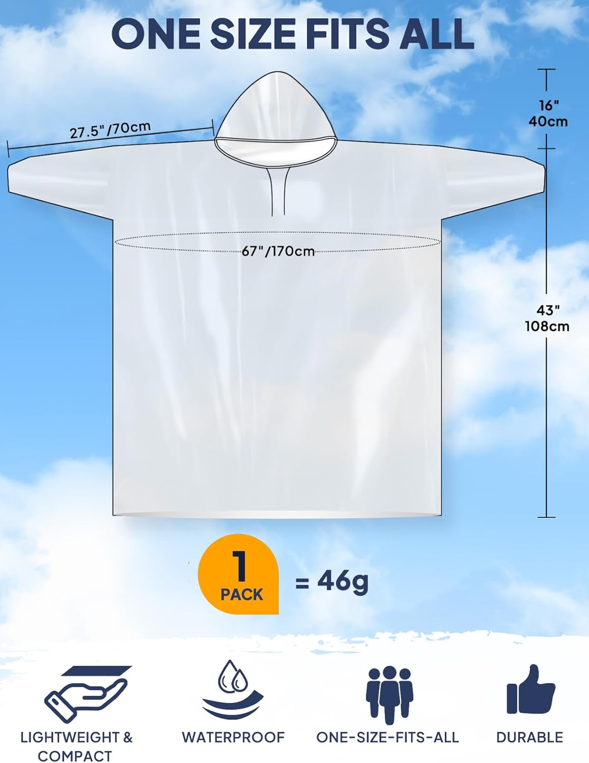 Disposable Rain Poncho for Adu - Emergency Poncho Rain 리뷰 및 가격