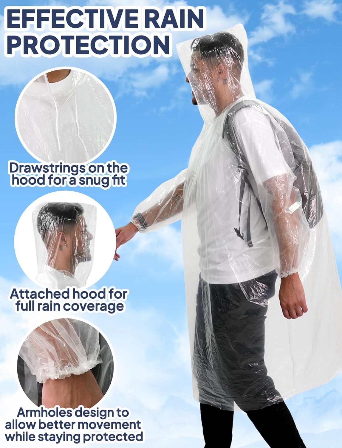 Disposable Rain Poncho for Adu - Emergency Poncho Rain 리뷰 및 가격