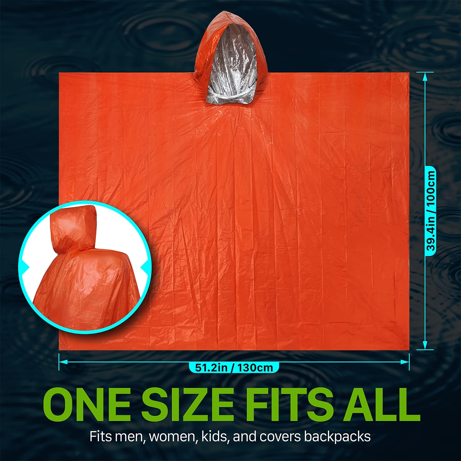 Emergency Survival Rain Poncho - Survival Blanket Reflective 리뷰 및 가격