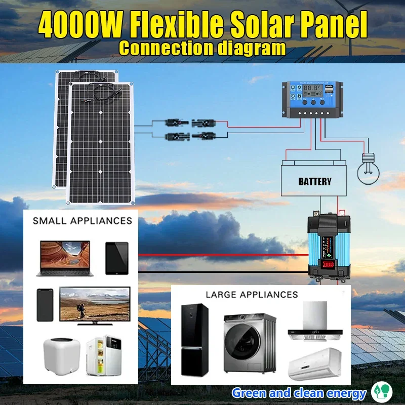 4000W Solar Panel Kit 12V To 1 - Solar Emergency Charger 리뷰 및 가격